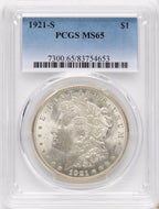 1921-S Morgan Dollar PCGS MS65