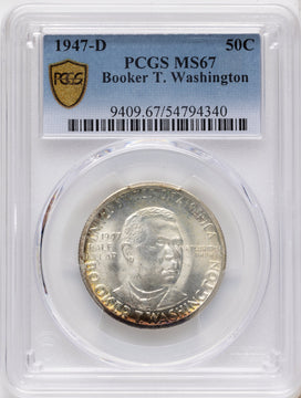 1947-D 50C Booker T. Washington Commemorative Silver PCGS MS67