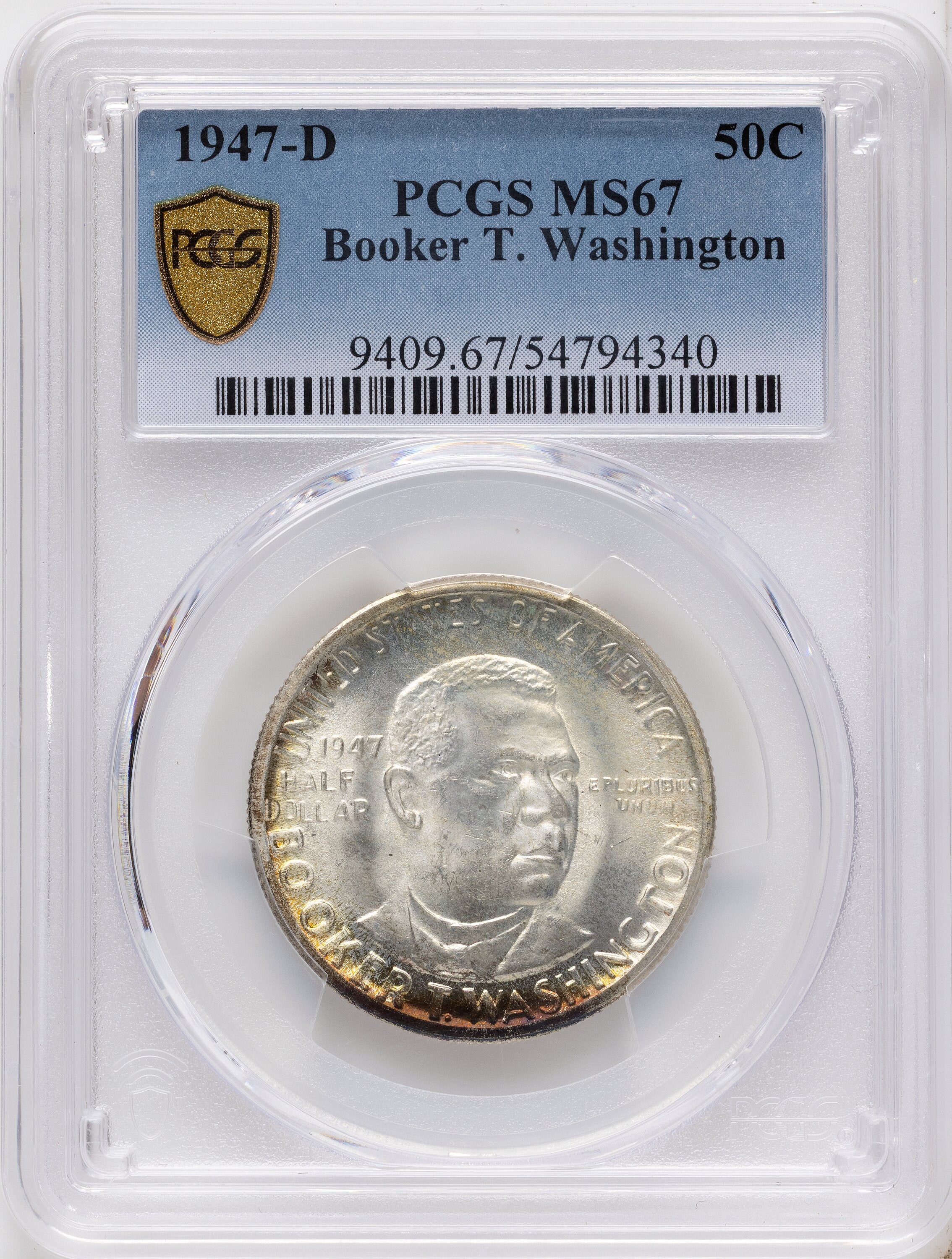1947-D 50C Booker T. Washington Commemorative Silver PCGS MS67