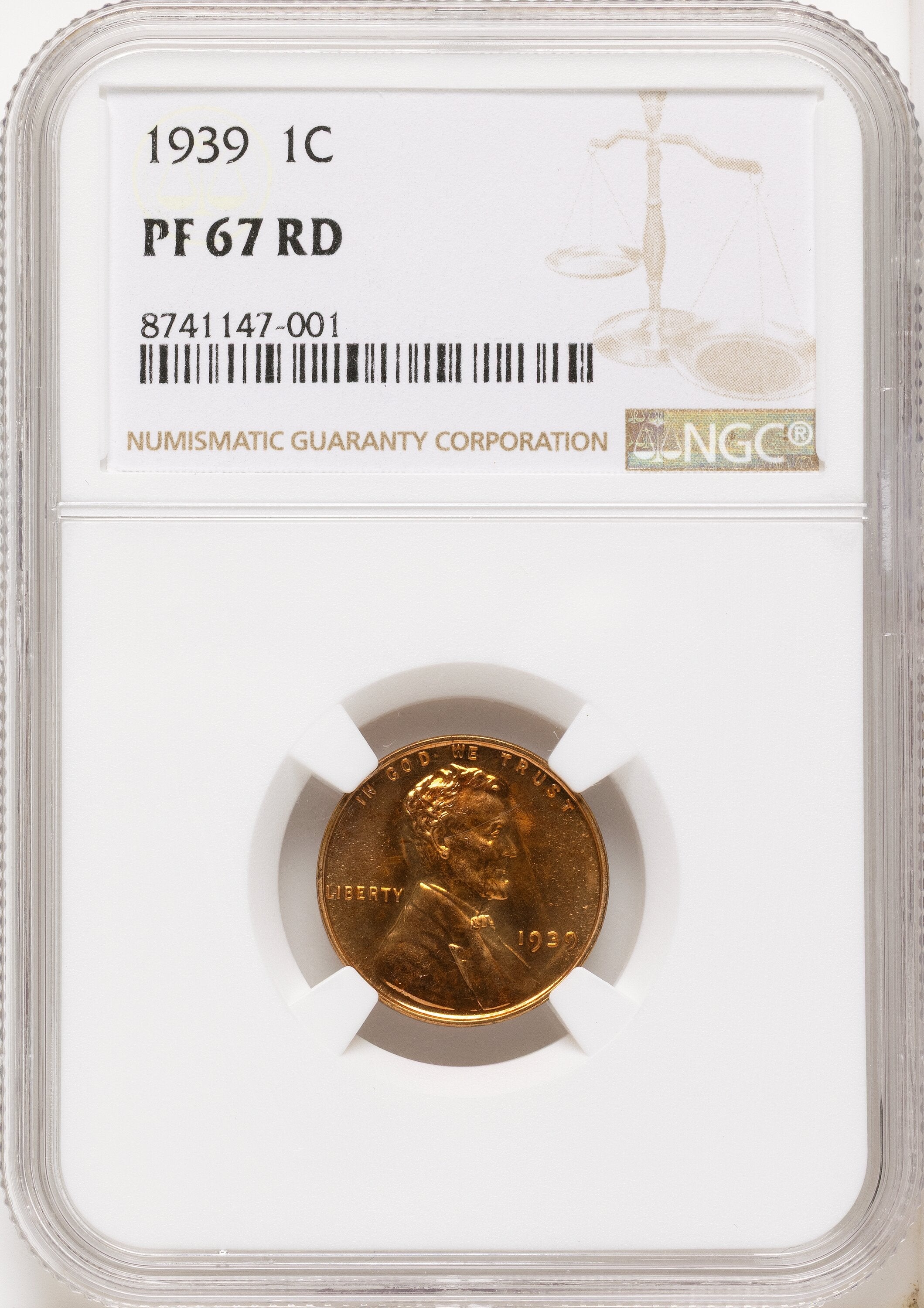 1939 1C RD Proof Lincoln Cent NGC PR67