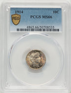1914 10C Barber Dime PCGS MS66