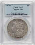 1879-CC CAPPED DIE Blue Label Morgan Dollar PCGS XF45