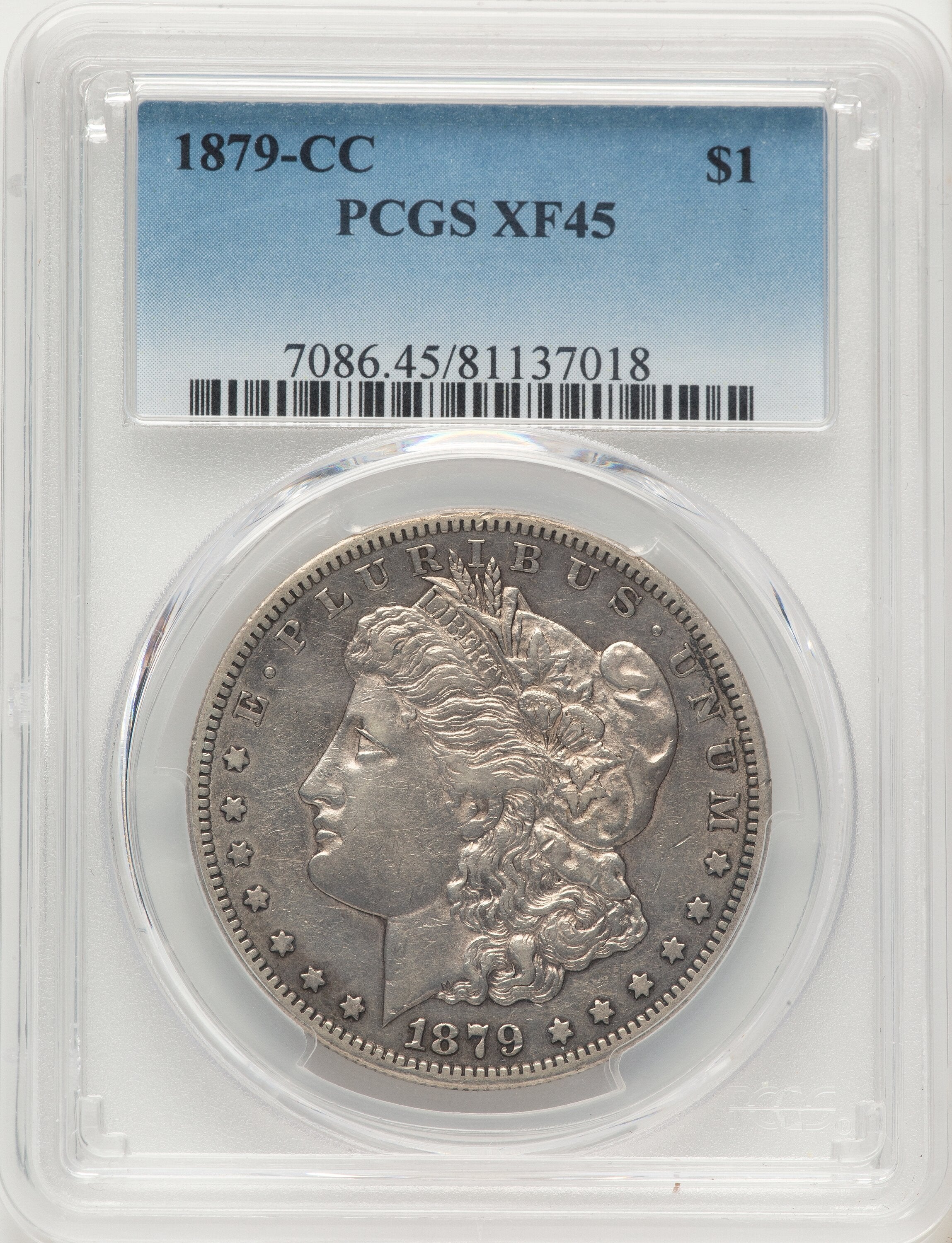 1879-CC Blue Gradient Morgan Dollar PCGS XF45