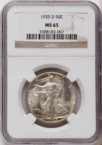 1935-D 50C Walking Liberty Half Dollar NGC MS65