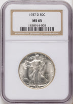 1937-D 50C Walking Liberty Half Dollar NGC MS65