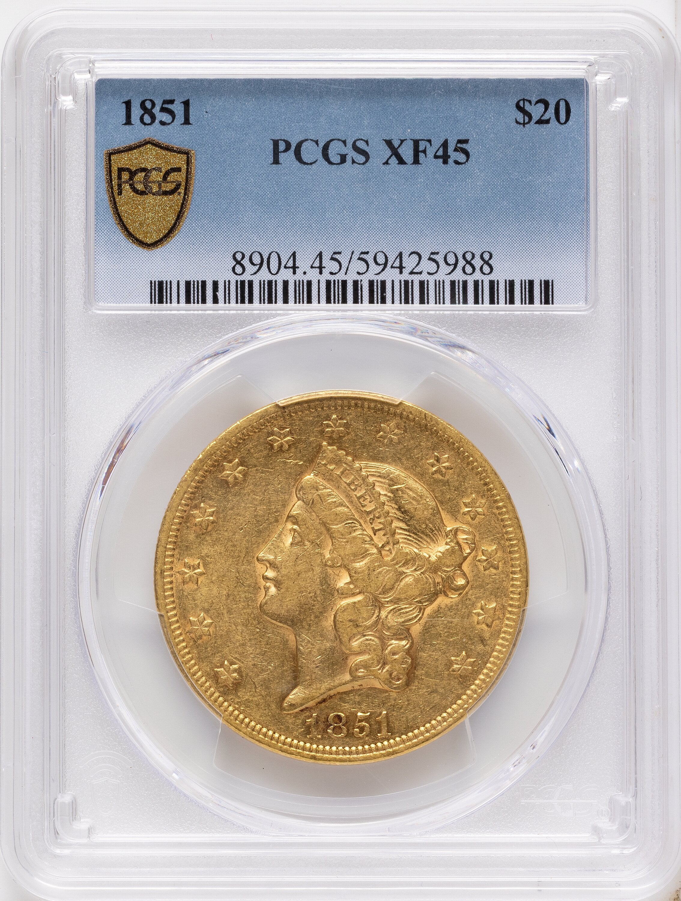 1851 $20 Liberty Double Eagle PCGS XF45