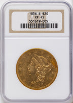 1856-S $20 Liberty Double Eagle NGC XF45