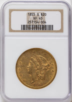 1855-S $20 Liberty Double Eagle NGC XF45