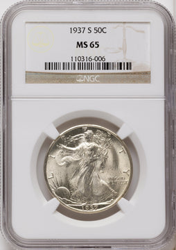 1937-S 50C Walking Liberty Half Dollar NGC MS65