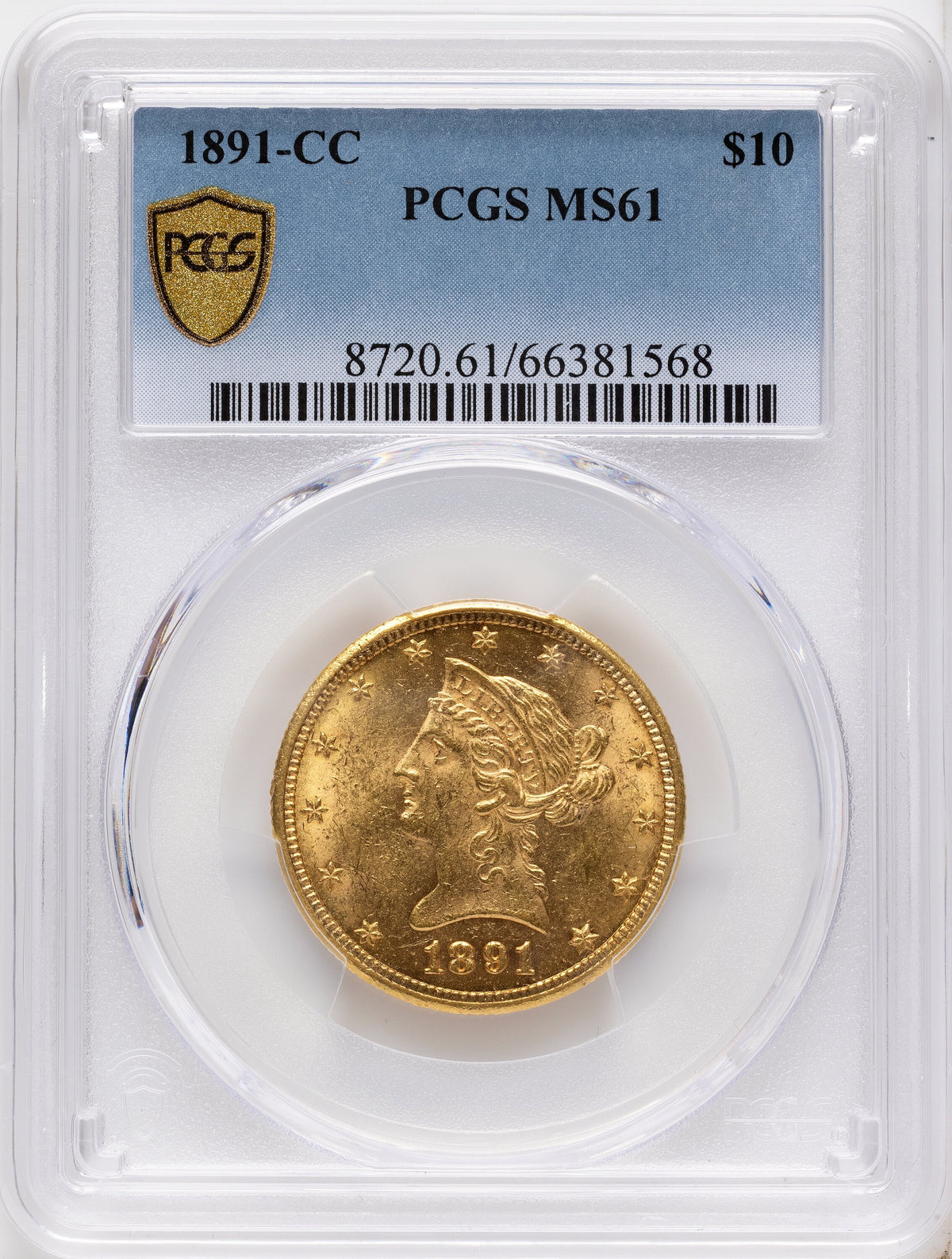 1891-CC $10 Liberty Eagle PCGS MS61