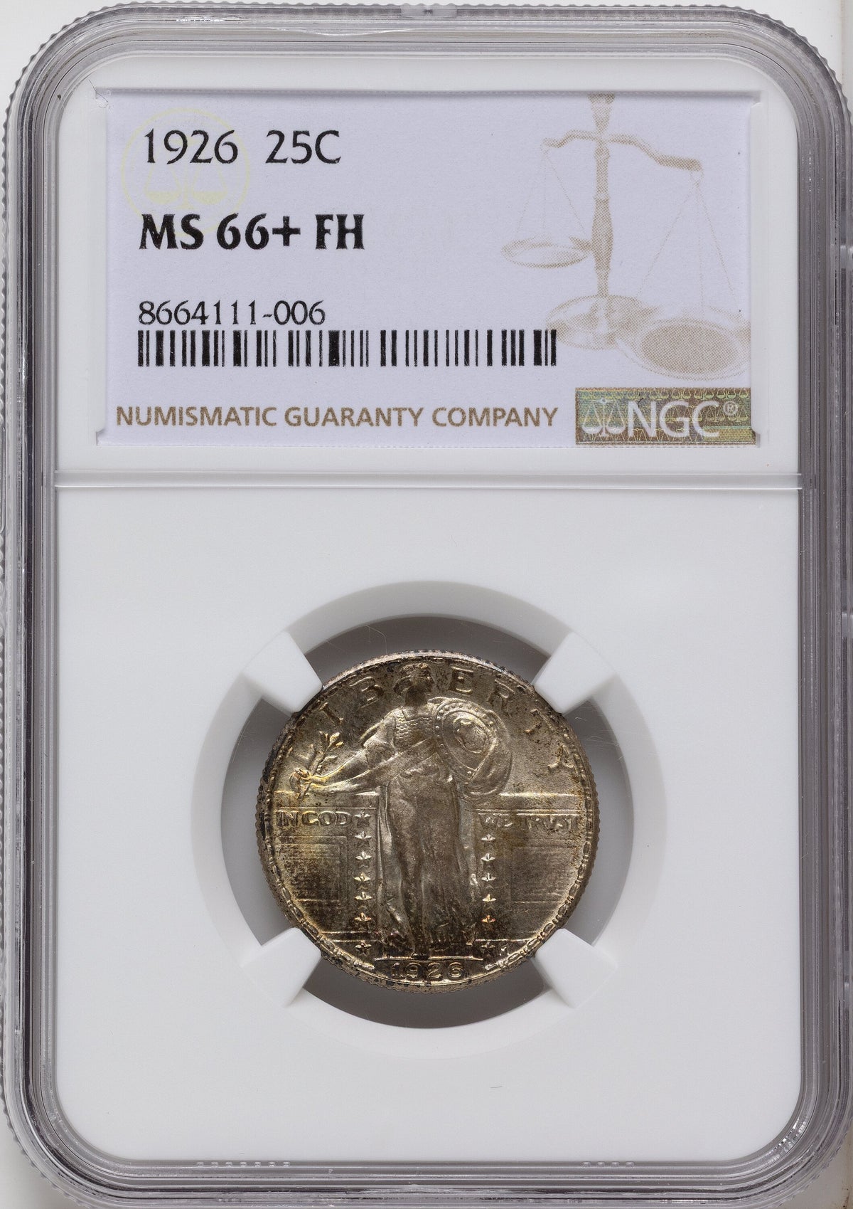 1926 25C FH Standing Liberty Quarter NGC MS66+
