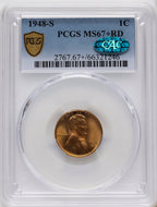 1948-S 1C Lincoln Cent PCGS MS67+