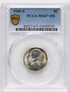 1945-S 5C FS Jefferson Nickel PCGS MS67+