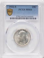 1932-S 25C Washington Quarter PCGS MS64