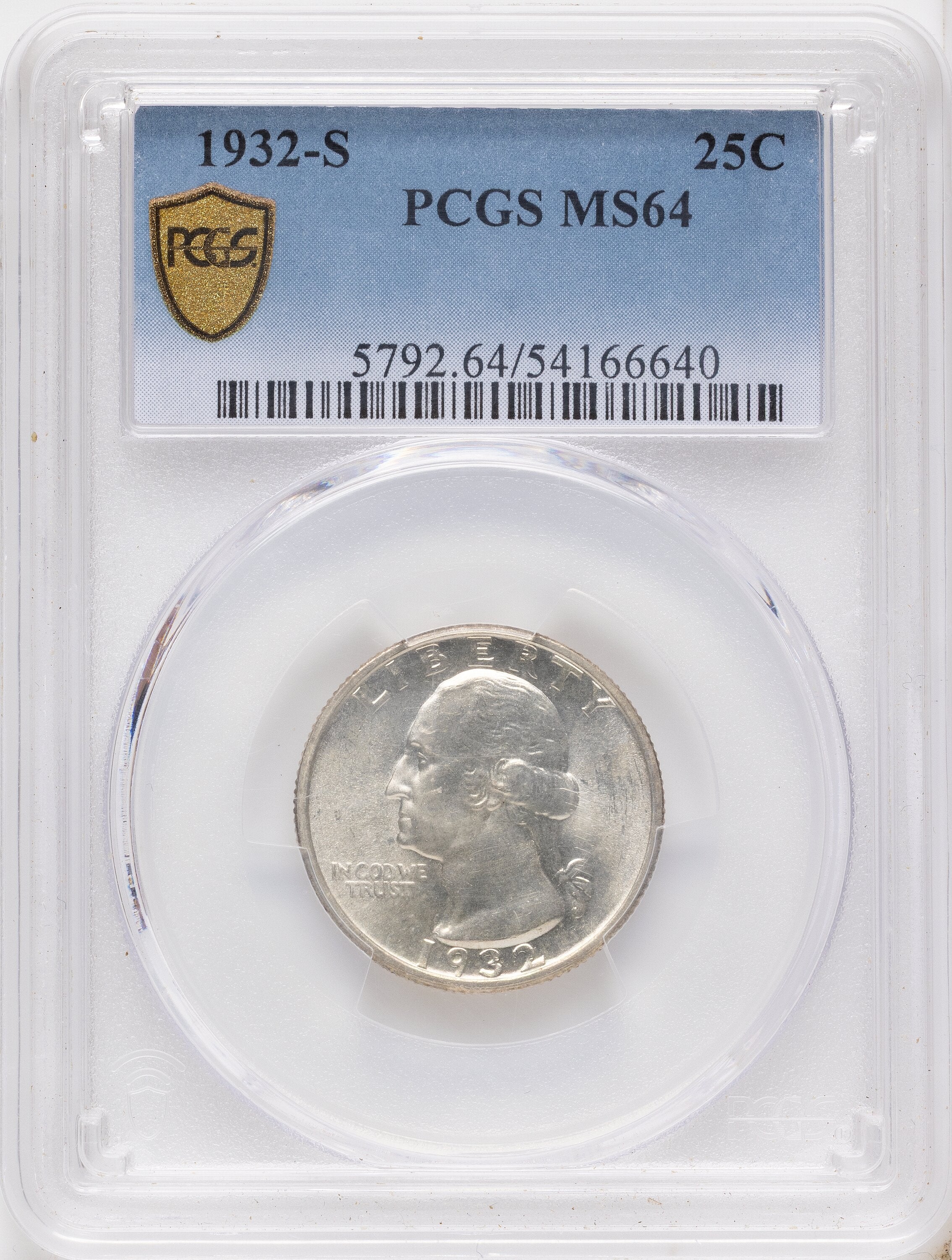 1932-S 25C Washington Quarter PCGS MS64