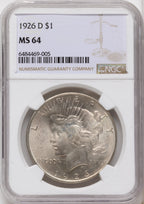 1926-D Peace Dollar NGC MS64