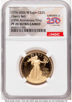 2026-W Proof Gold Eagle 1/2 oz America 250 Label NGC PF70