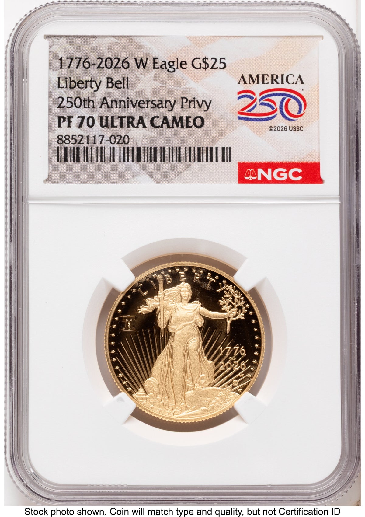 2026-W Proof Gold Eagle 1/2 oz America 250 Label NGC PF70