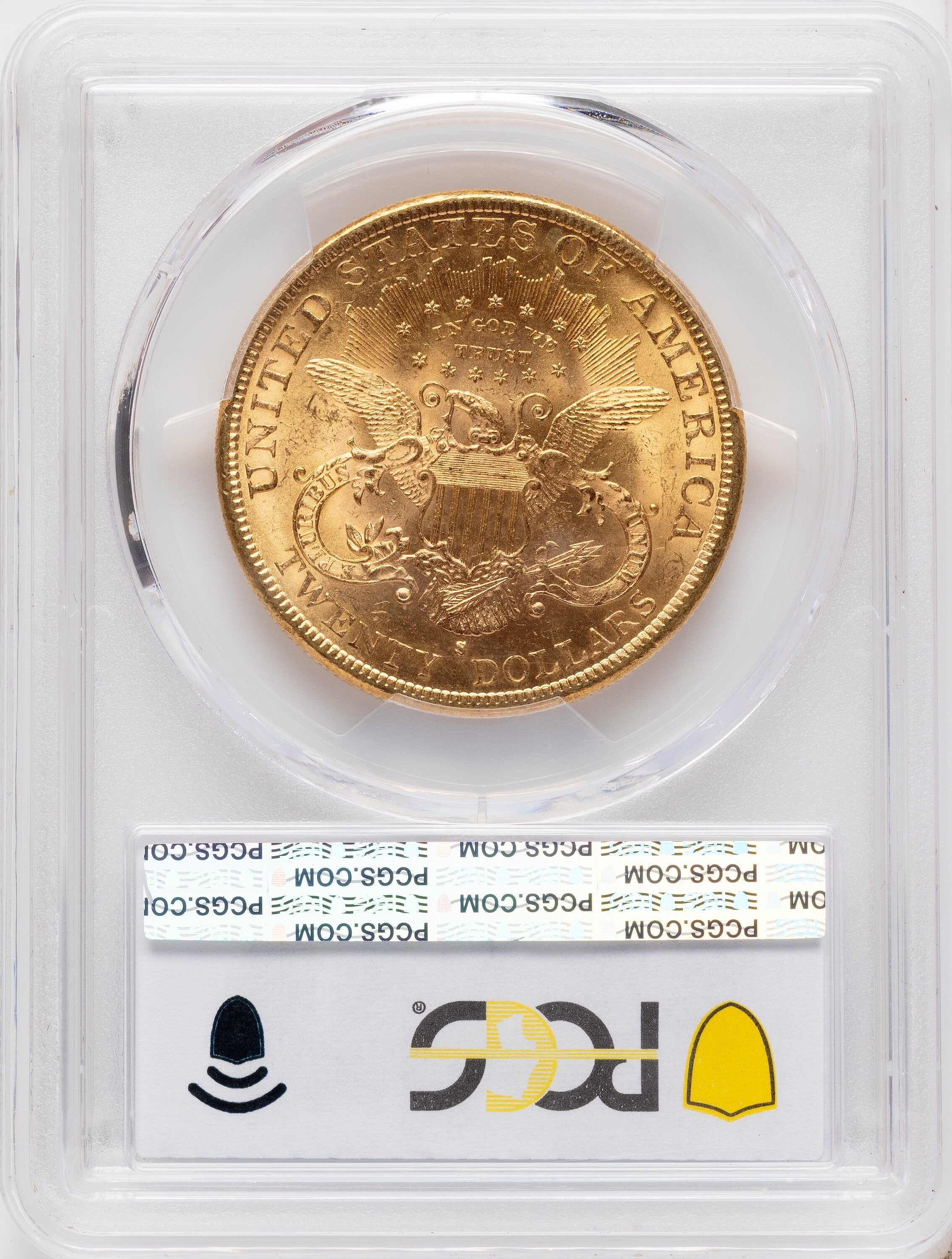 1884-S $20 CAC Blue Gradient Liberty Double Eagle PCGS MS62+