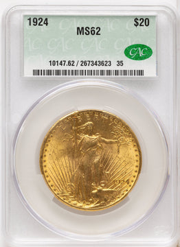 1924 $20 Saint CAC Saint-Gaudens Double Eagle CACG MS62