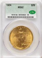 1924 $20 Saint CAC Saint-Gaudens Double Eagle CACG MS62
