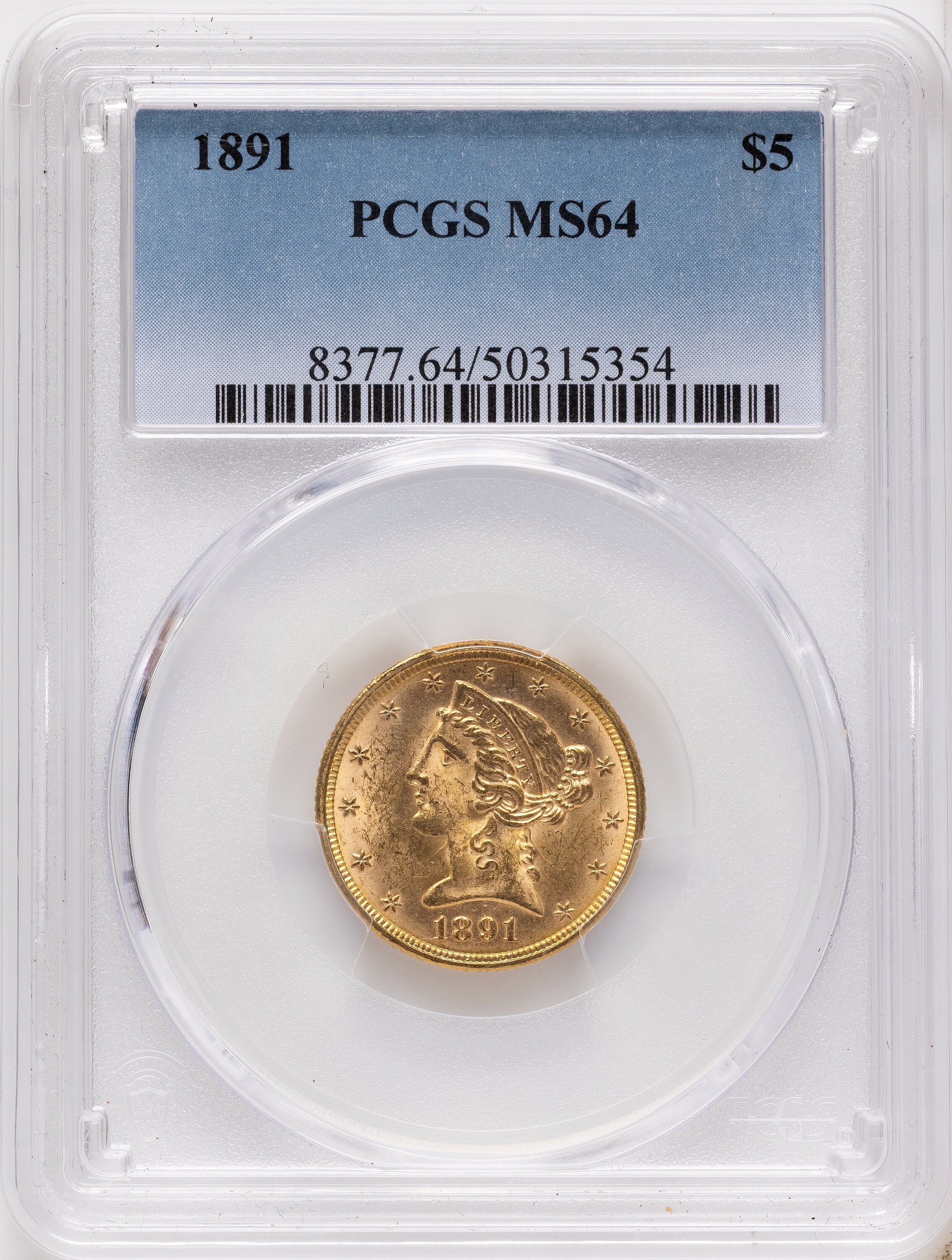 1891 $5 Liberty Half Eagle PCGS MS64