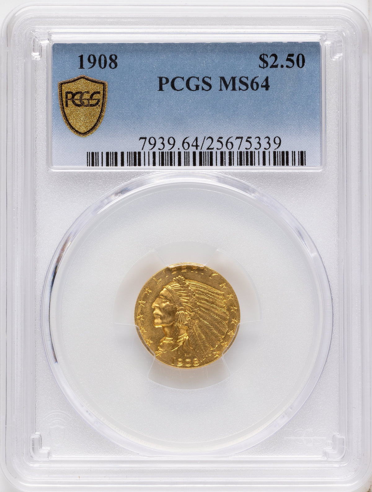 1908 $2.50 Indian Quarter Eagle PCGS MS64