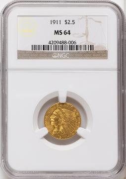 1911 $2.50 Indian Quarter Eagle NGC MS64