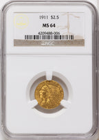 1911 $2.50 Indian Quarter Eagle NGC MS64
