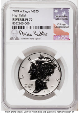 2019-W Palladium Eagle 1 oz REV Mike Castle NGC PF70