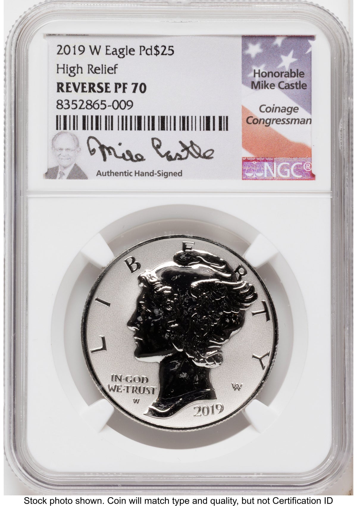 2019-W Palladium Eagle 1 oz REV Mike Castle NGC PF70