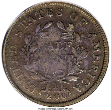 1805 1/2 C Small 5 Stems C-3 BN Half Cent PCGS 15