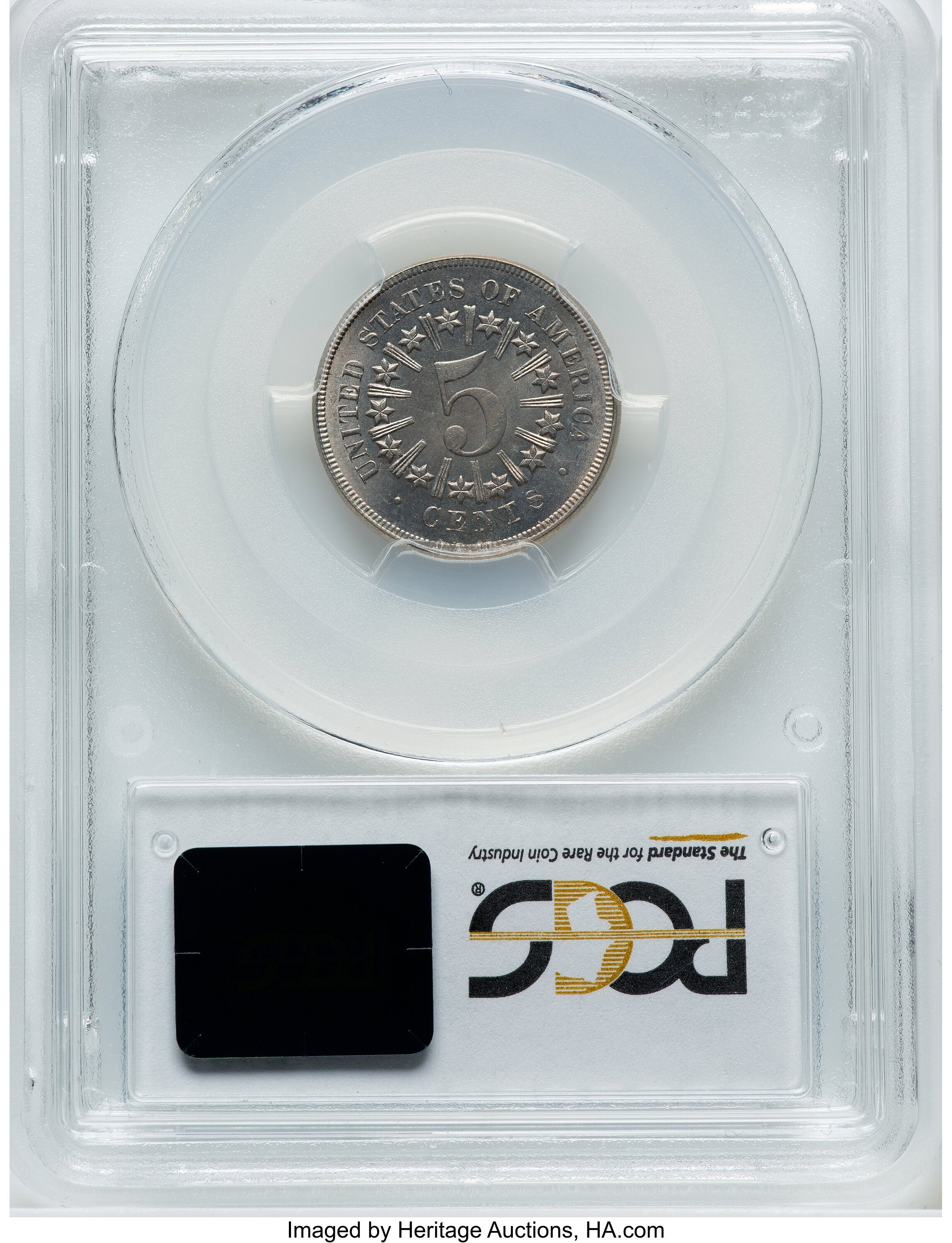 1867 5C RAYS Shield Nickel PCGS MS66