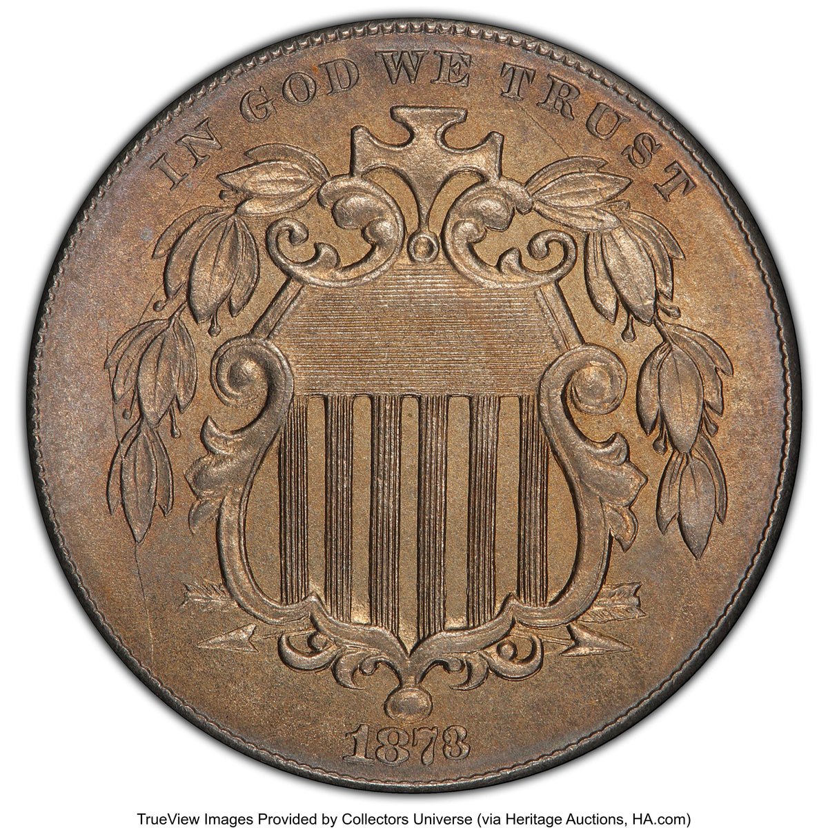 1873 5C Closed 3 Shield Nickel PCGS MS66