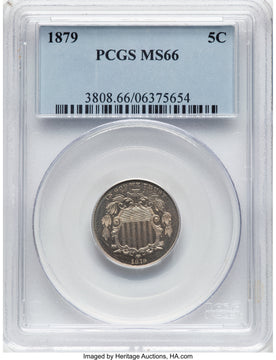 1879 5C Shield Nickel PCGS MS66