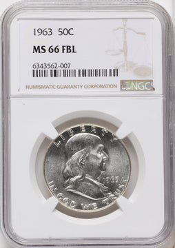 1963 50C FL Franklin Half Dollar NGC MS66