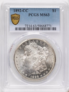 1892-CC Morgan Dollar PCGS MS63