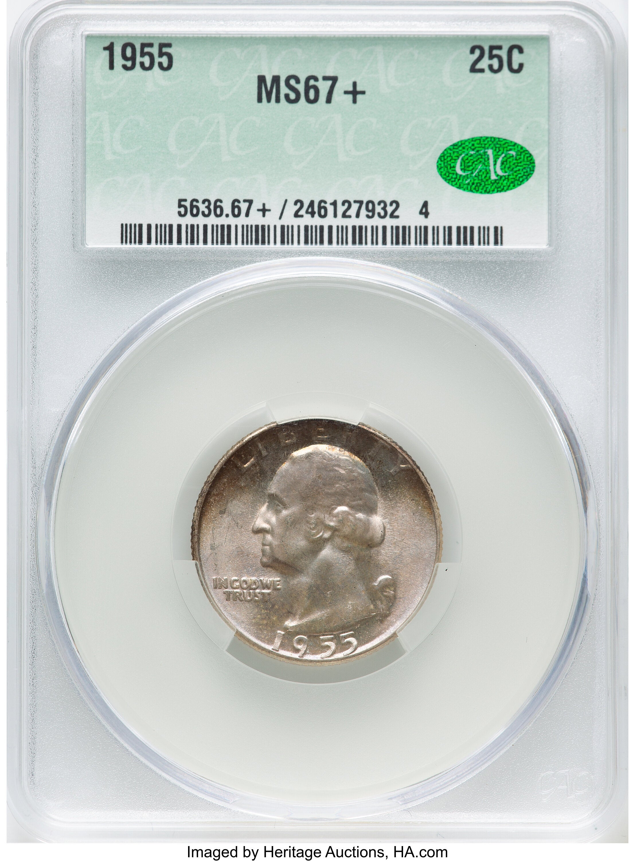1955 25C CACG Plus Washington Quarter CACG MS67+
