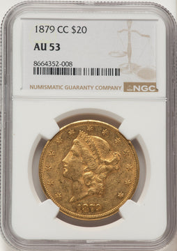 1879-CC $20 Liberty Double Eagle NGC AU53