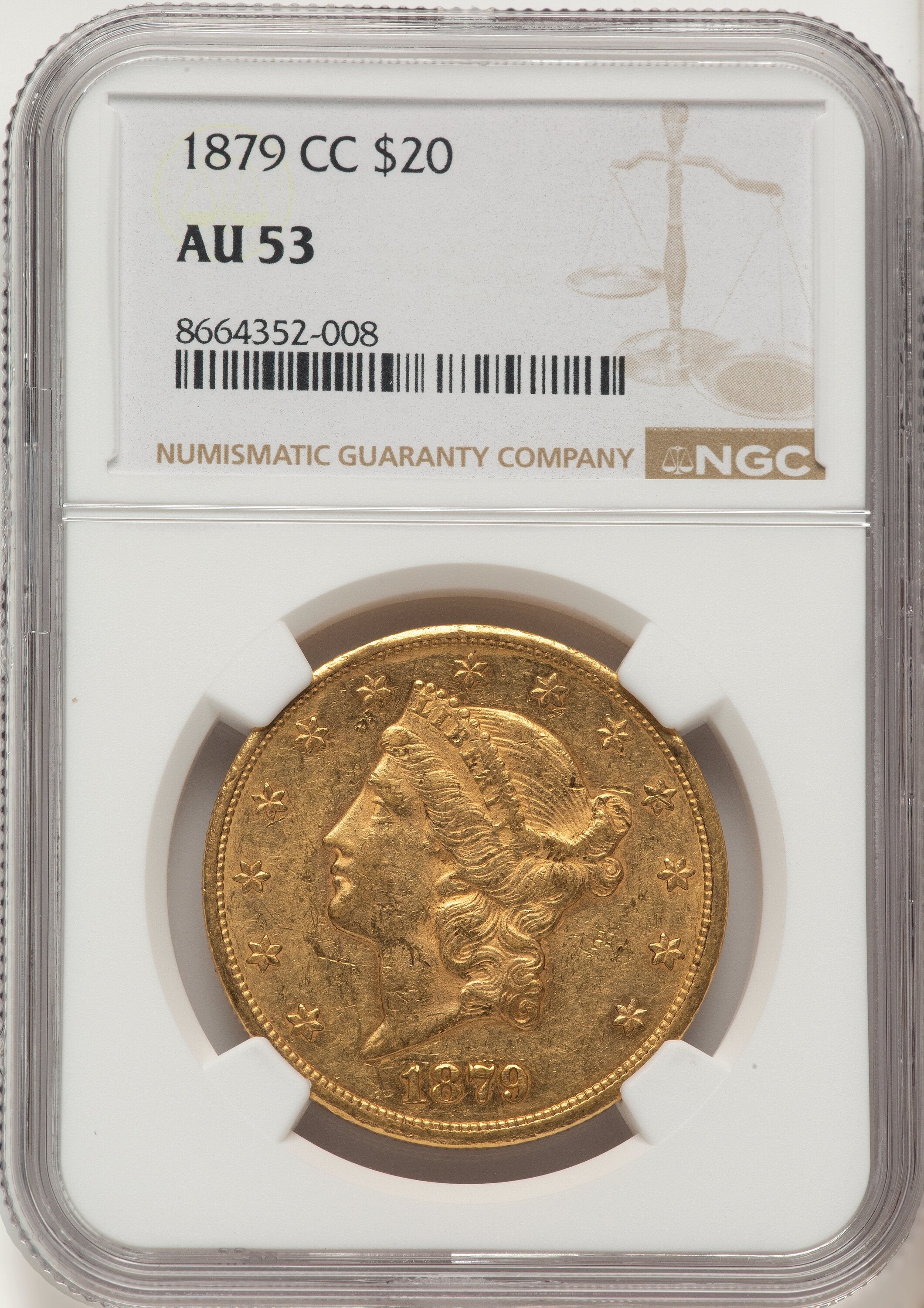 1879-CC $20 Liberty Double Eagle NGC AU53
