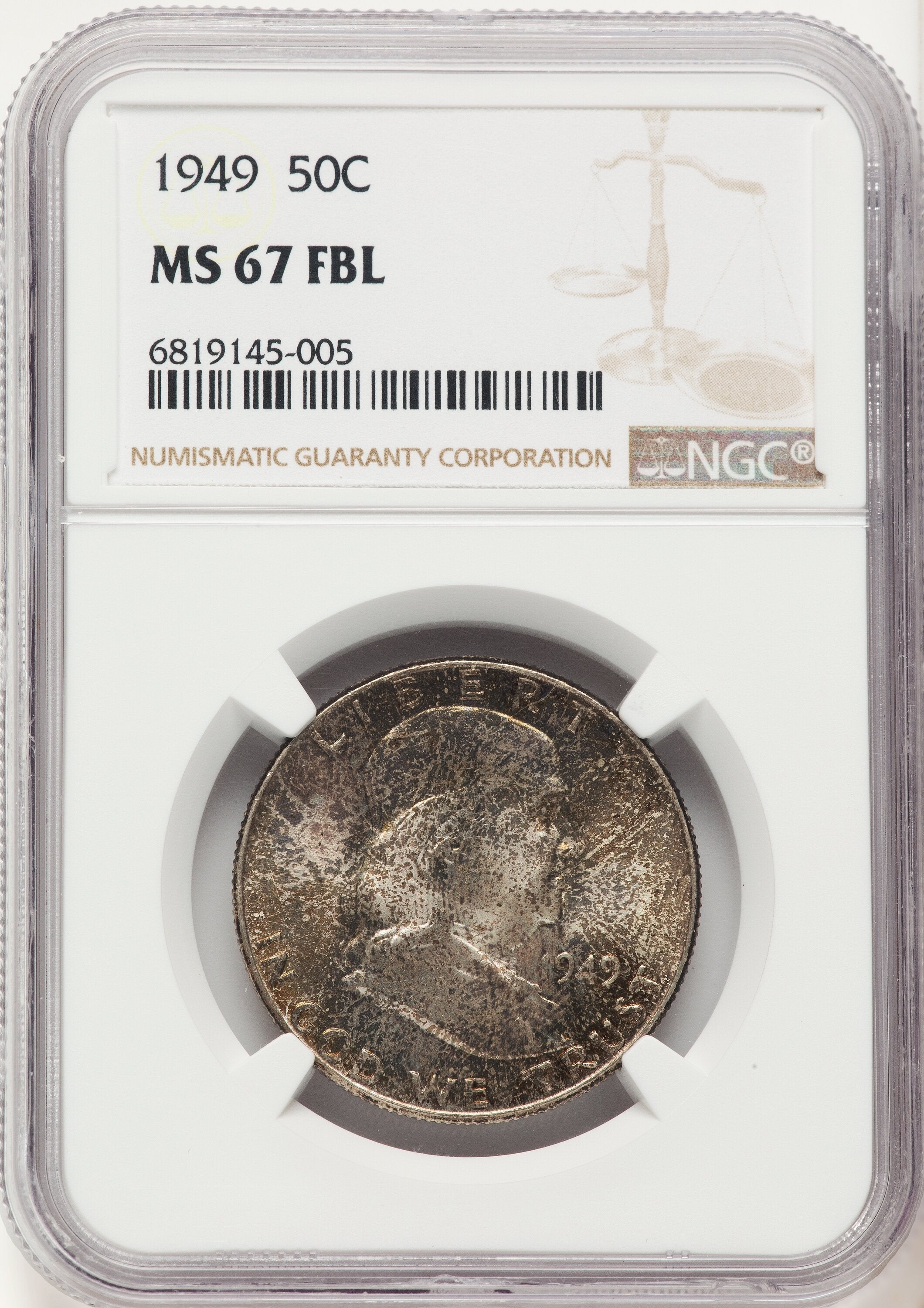 1949 50C FL Franklin Half Dollar NGC MS67