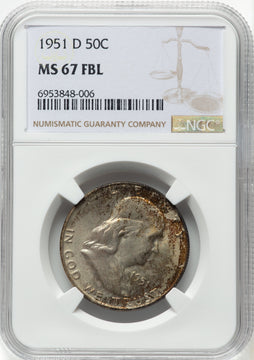 1951-D 50C FL Franklin Half Dollar NGC MS67