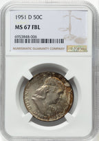 1951-D 50C FL Franklin Half Dollar NGC MS67