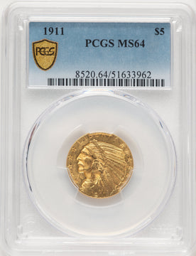 1911 $5 Indian Half Eagle PCGS MS64