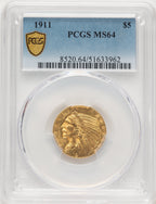 1911 $5 Indian Half Eagle PCGS MS64