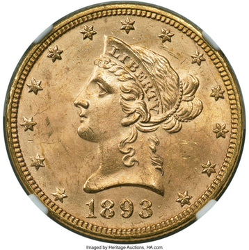 1893 $10 Liberty Eagle NGC MS65