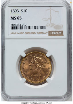 1893 $10 Liberty Eagle NGC MS65
