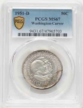 1951-D 50C Washington-Carver Commemorative Silver PCGS MS67