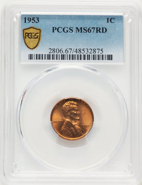 1953 1C RD Lincoln Cent PCGS MS67