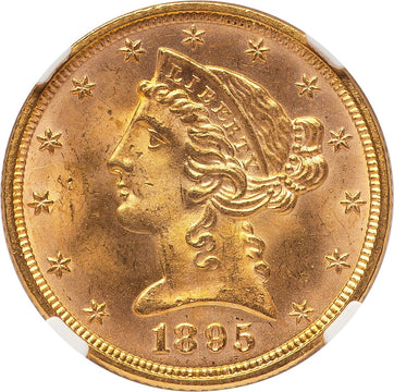 1895 $5 Liberty Half Eagle NGC MS65+